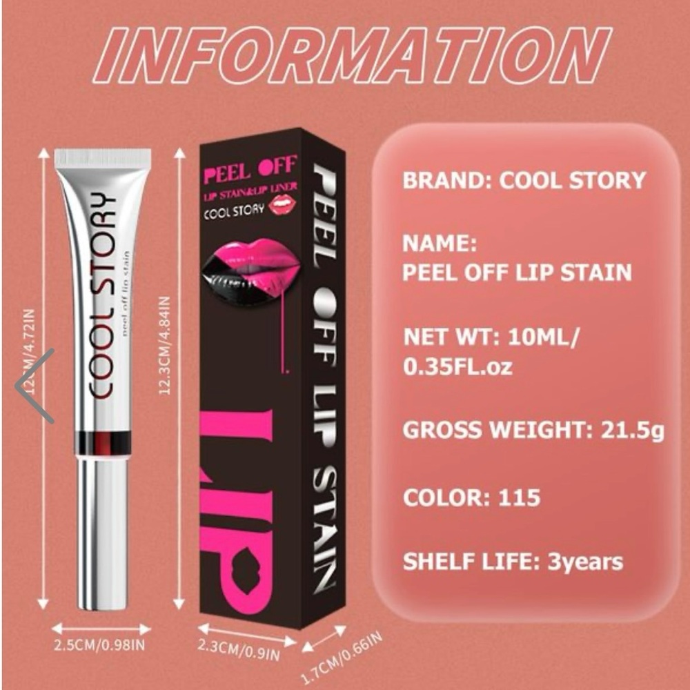 New Sealed Cool Story Peel Off Lip Stain